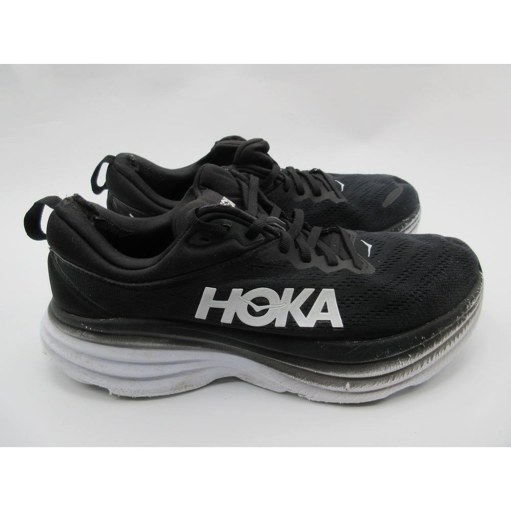 Hoka One One Bondi 8 Running Shoes Mens Size 10 Black White Road 1123202 BWHT